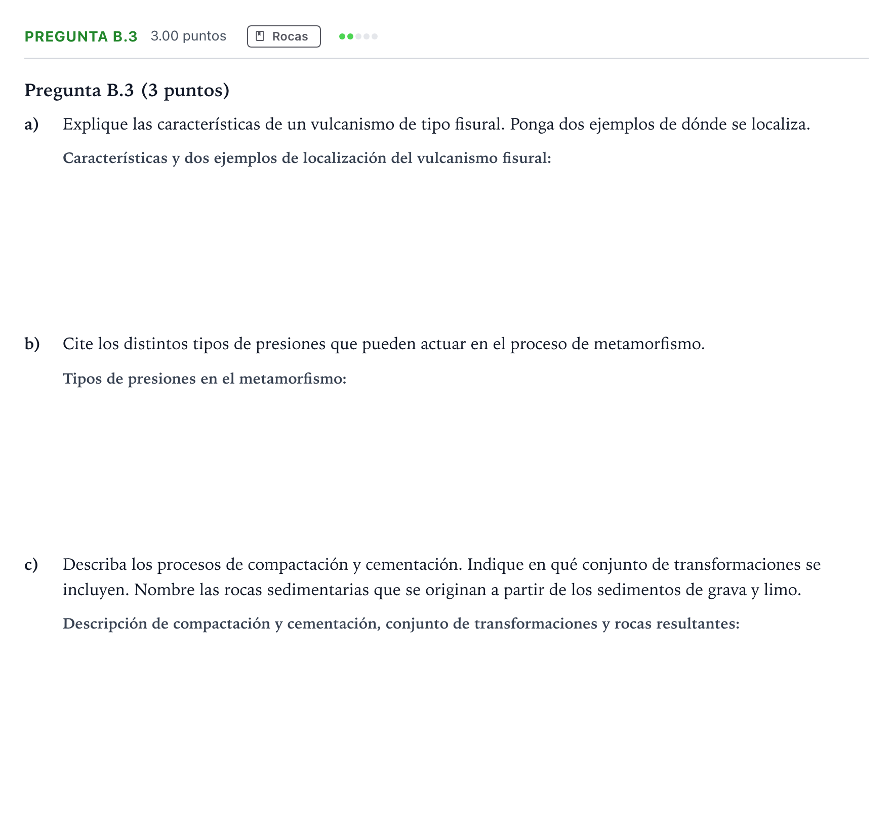 Enunciado: Pregunta B.3 · Geología PAU Madrid Modelo 2021