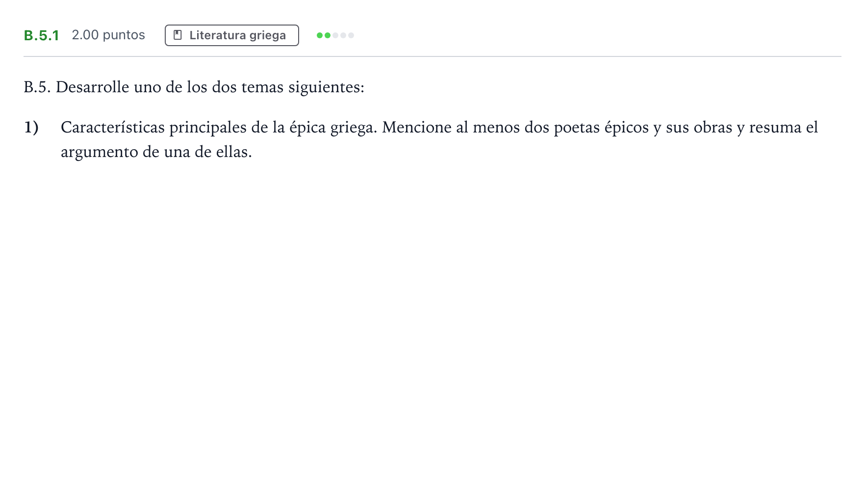 Enunciado: Ejercicio B.5.1 · Griego II PAU Madrid Extraordinaria 2021