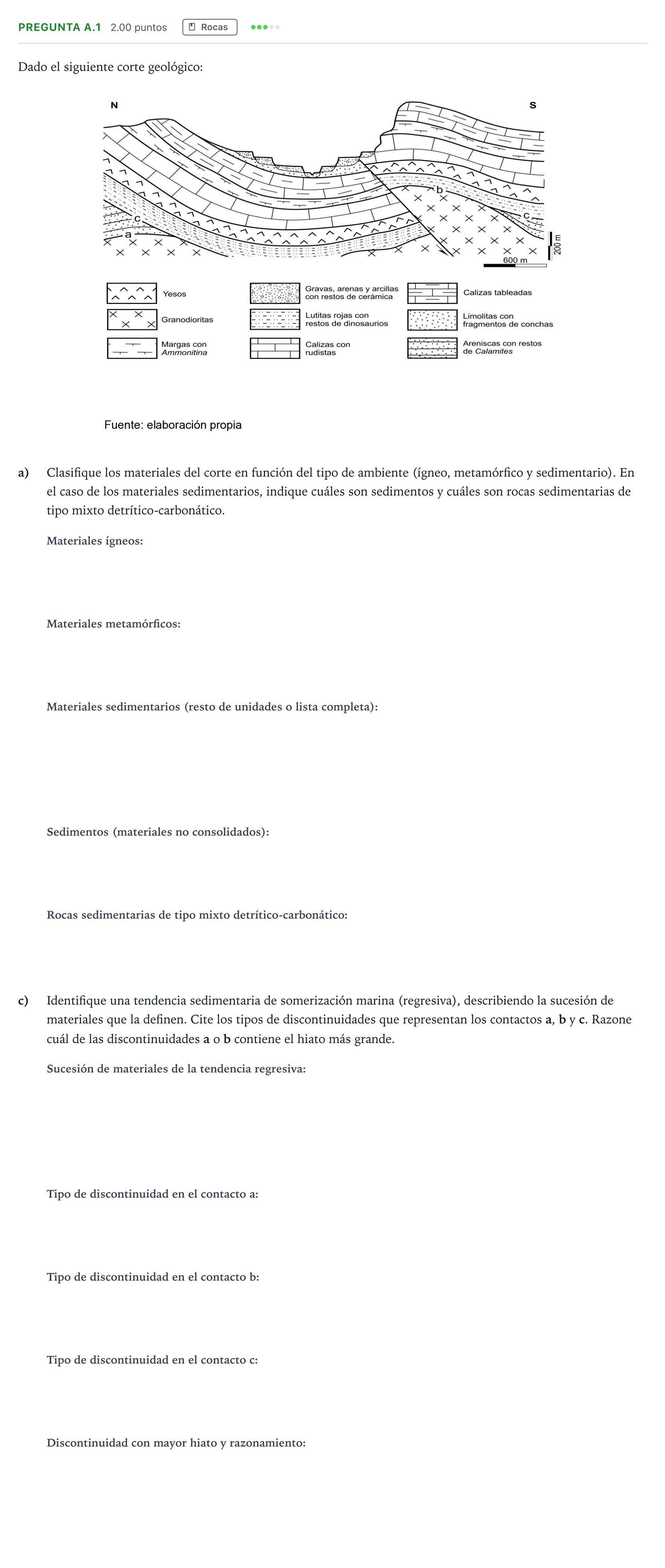 Enunciado: Pregunta A.1 - Rocas · Geología PAU Madrid Ordinaria 2021