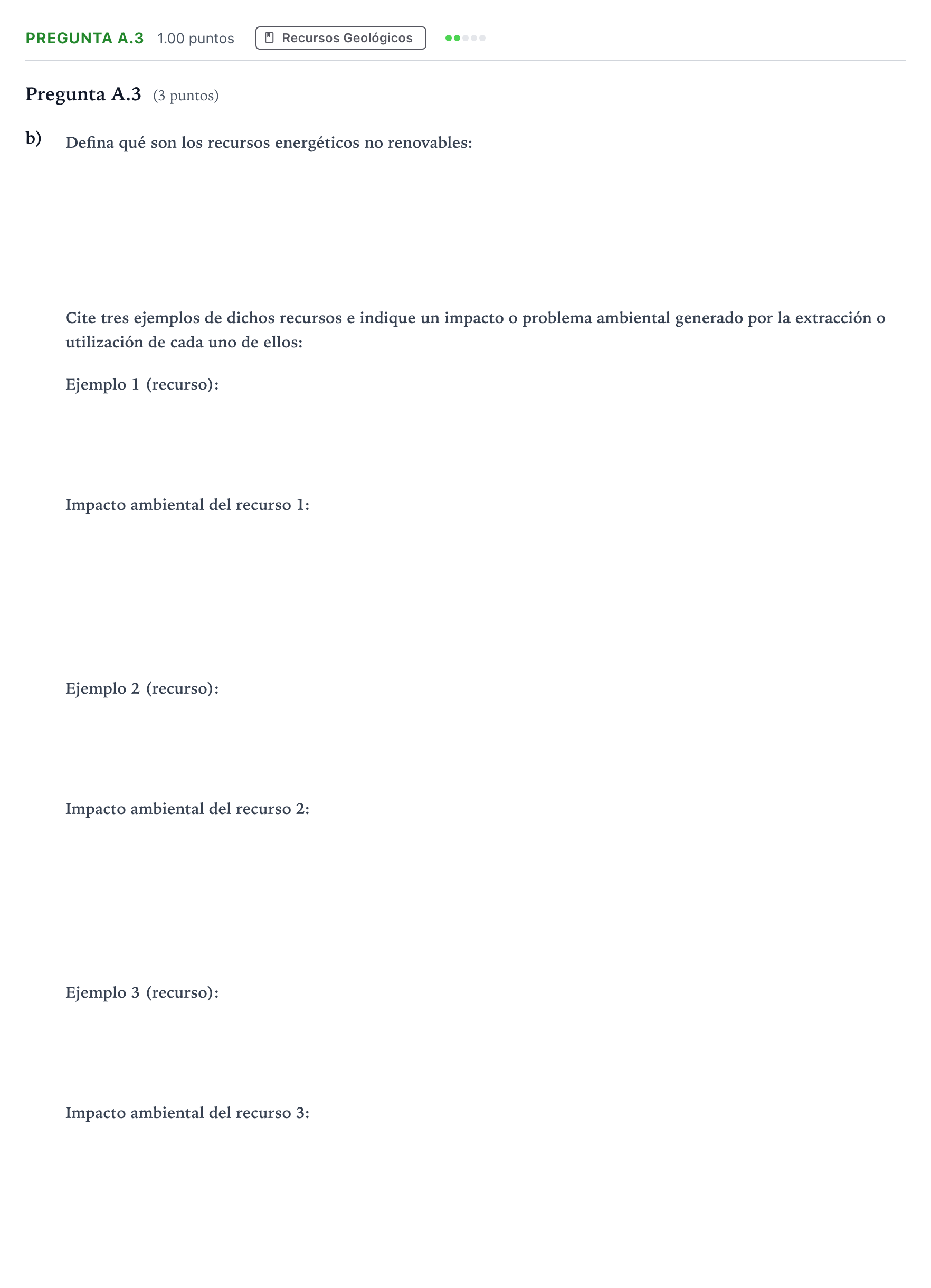 Enunciado: Pregunta A.3 - Recursos Geológicos · Geología PAU Madrid Ordinaria 2021