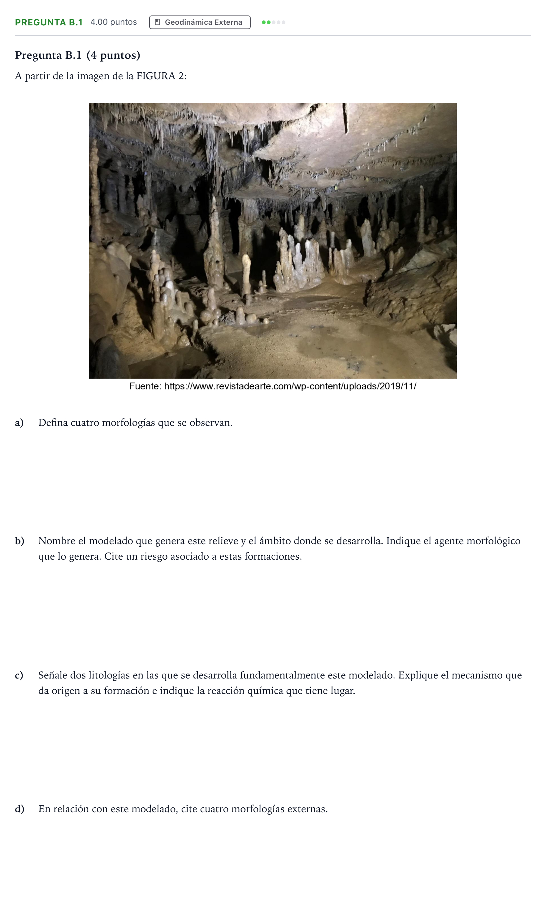 Enunciado: Pregunta B.1 · Geología PAU Madrid Ordinaria 2021