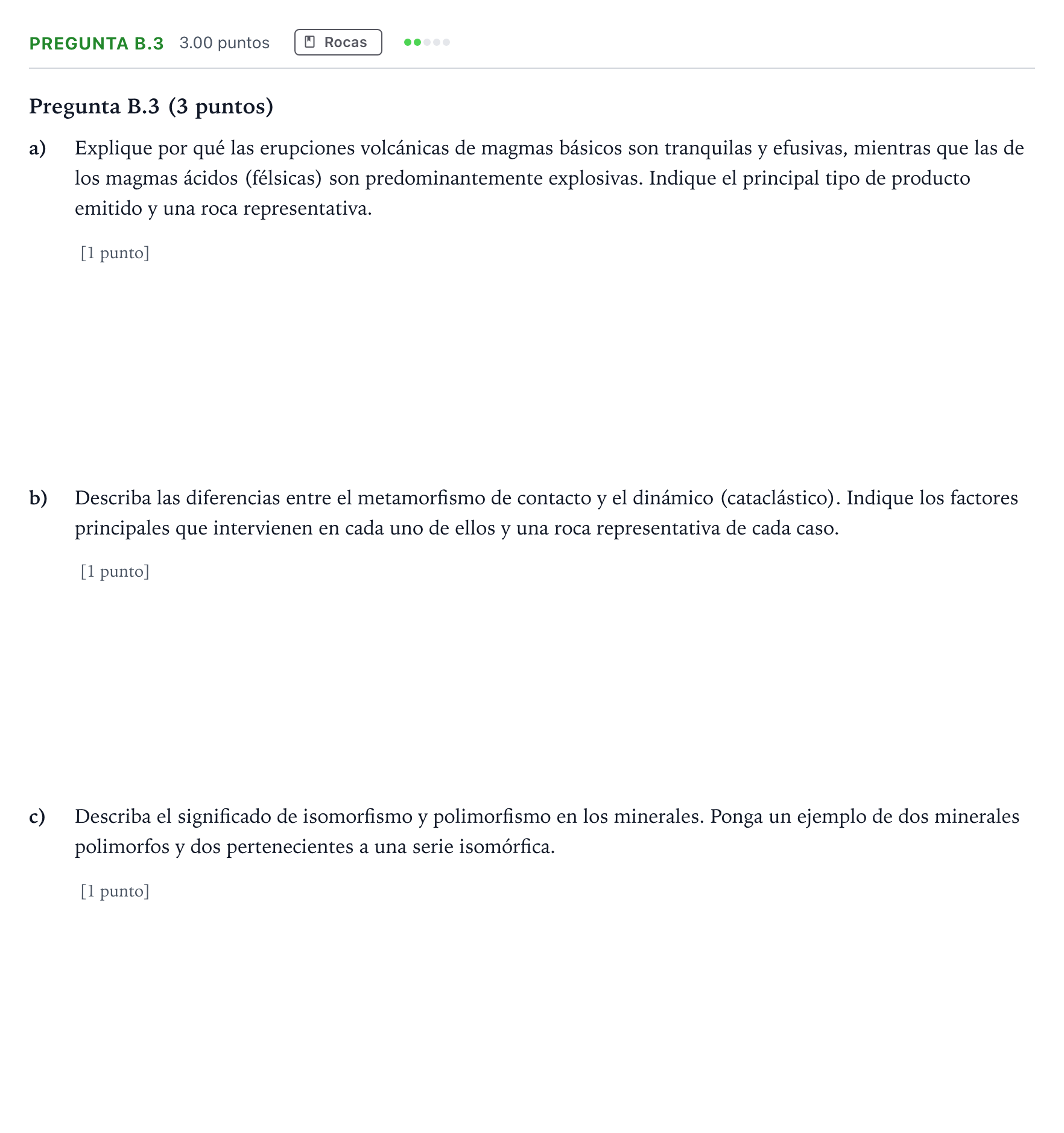 Enunciado: Pregunta B.3 · Geología PAU Madrid Ordinaria 2021