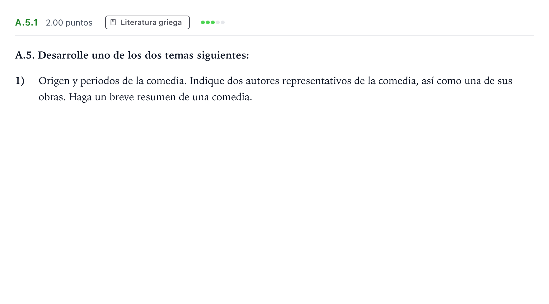 Enunciado: Ejercicio A.5.1 · Griego II PAU Madrid Modelo 2021