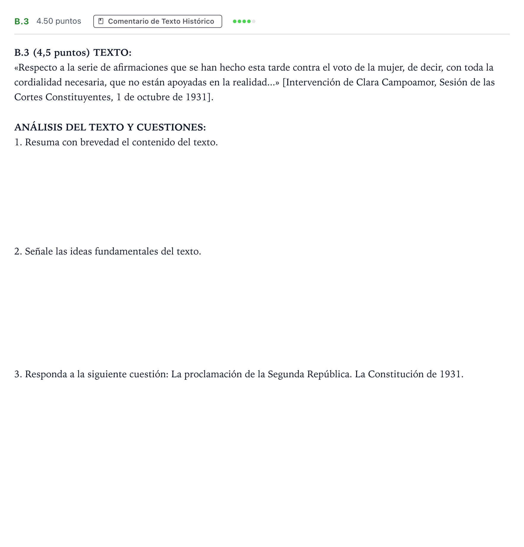 Enunciado: Ejercicio B.3 · Historia de España PAU Madrid Extraordinaria Coincidencias 2021