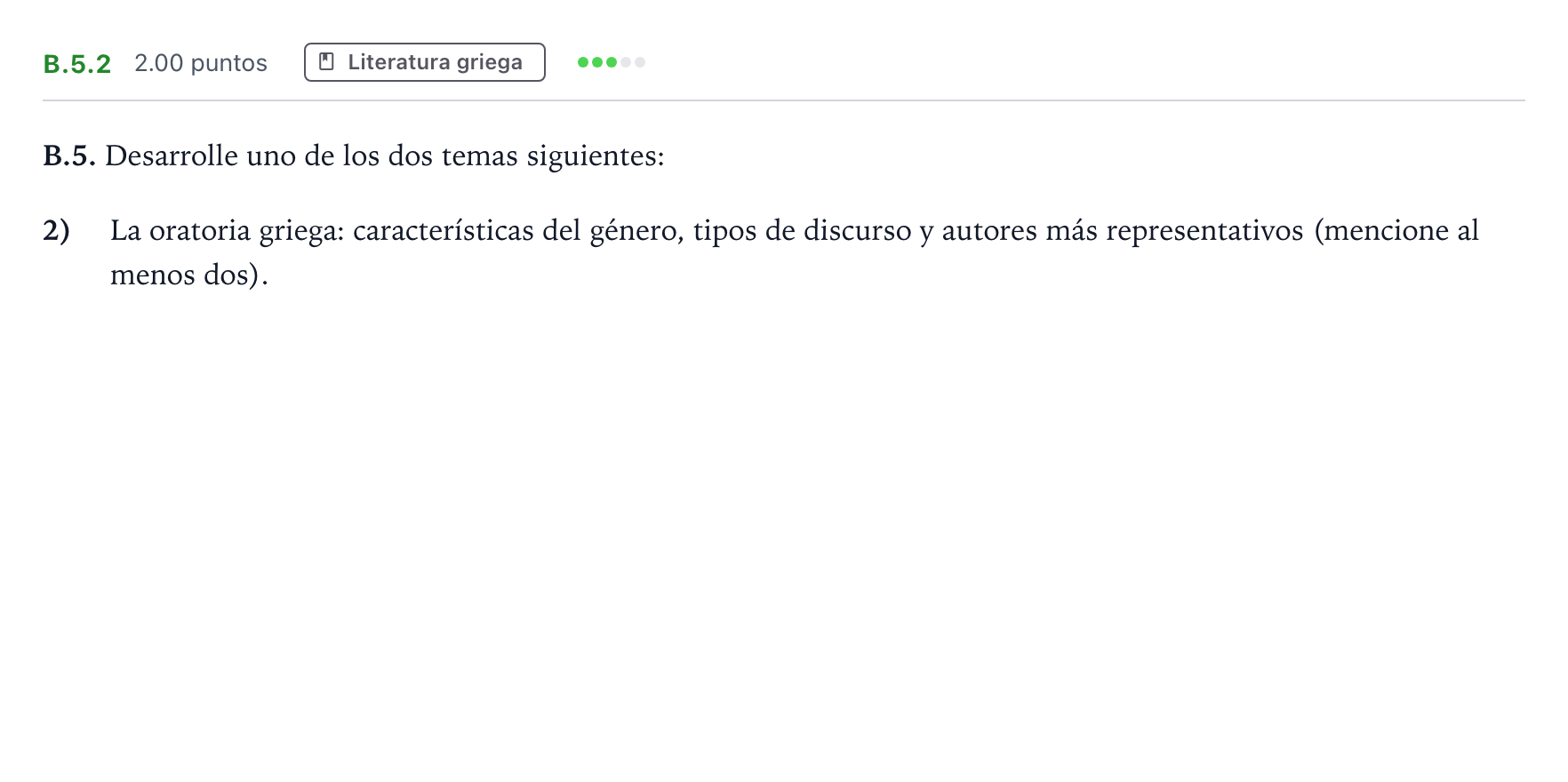 Enunciado: Ejercicio B.5.2 · Griego II PAU Madrid Ordinaria 2021