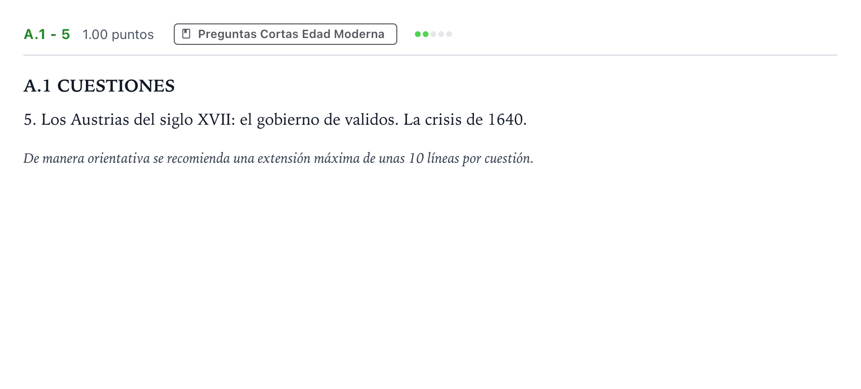 Enunciado: Ejercicio A.1 - 5 · Historia de España PAU Madrid Modelo 2021