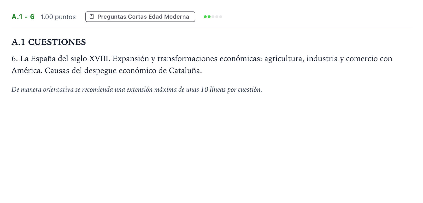 Enunciado: Ejercicio A.1 - 6 · Historia de España PAU Madrid Modelo 2021