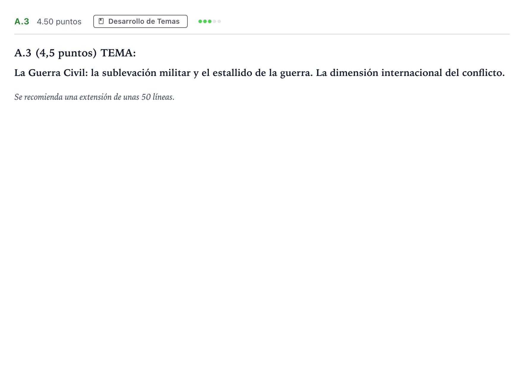 Enunciado: Ejercicio A.3 · Historia de España PAU Madrid Modelo 2021