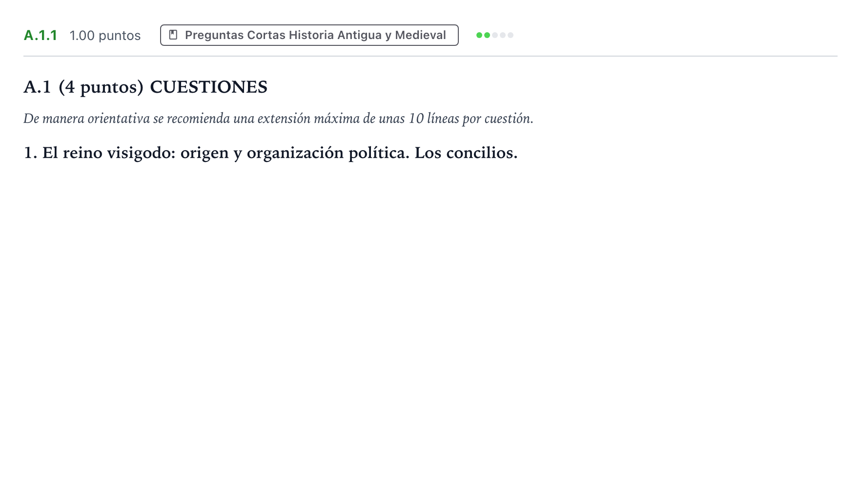 Enunciado: Ejercicio A.1.1 · Historia de España PAU Madrid Ordinaria Coincidencias 2021