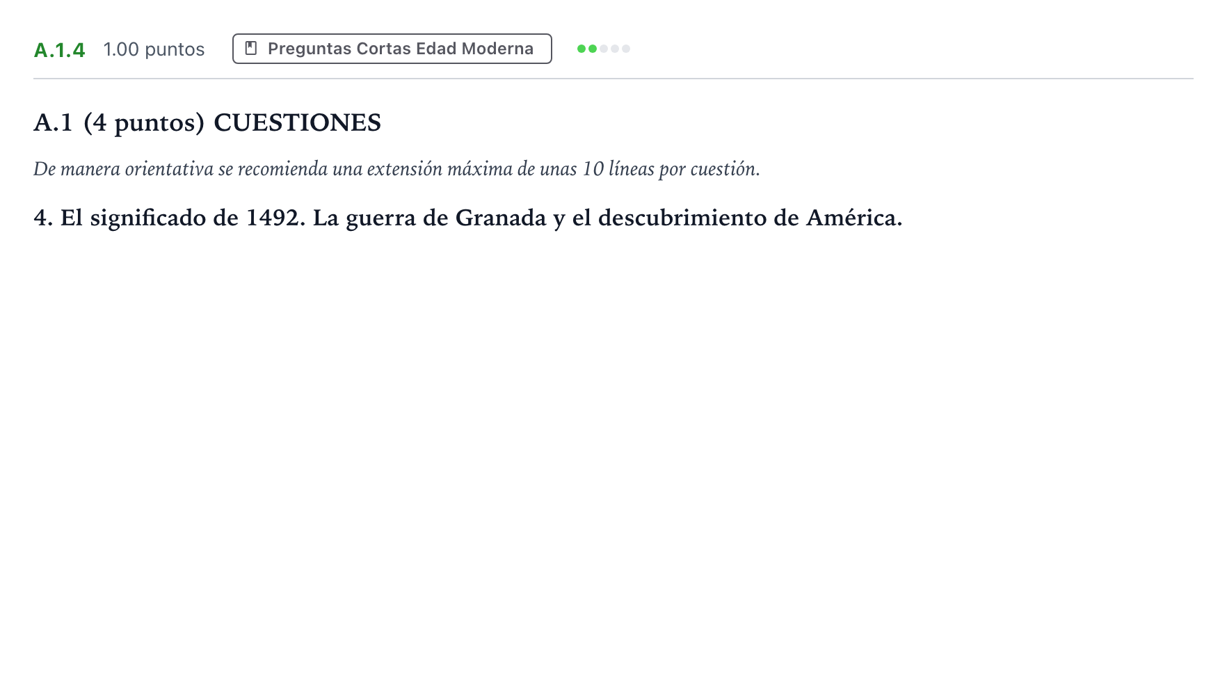 Enunciado: Ejercicio A.1.4 · Historia de España PAU Madrid Ordinaria Coincidencias 2021