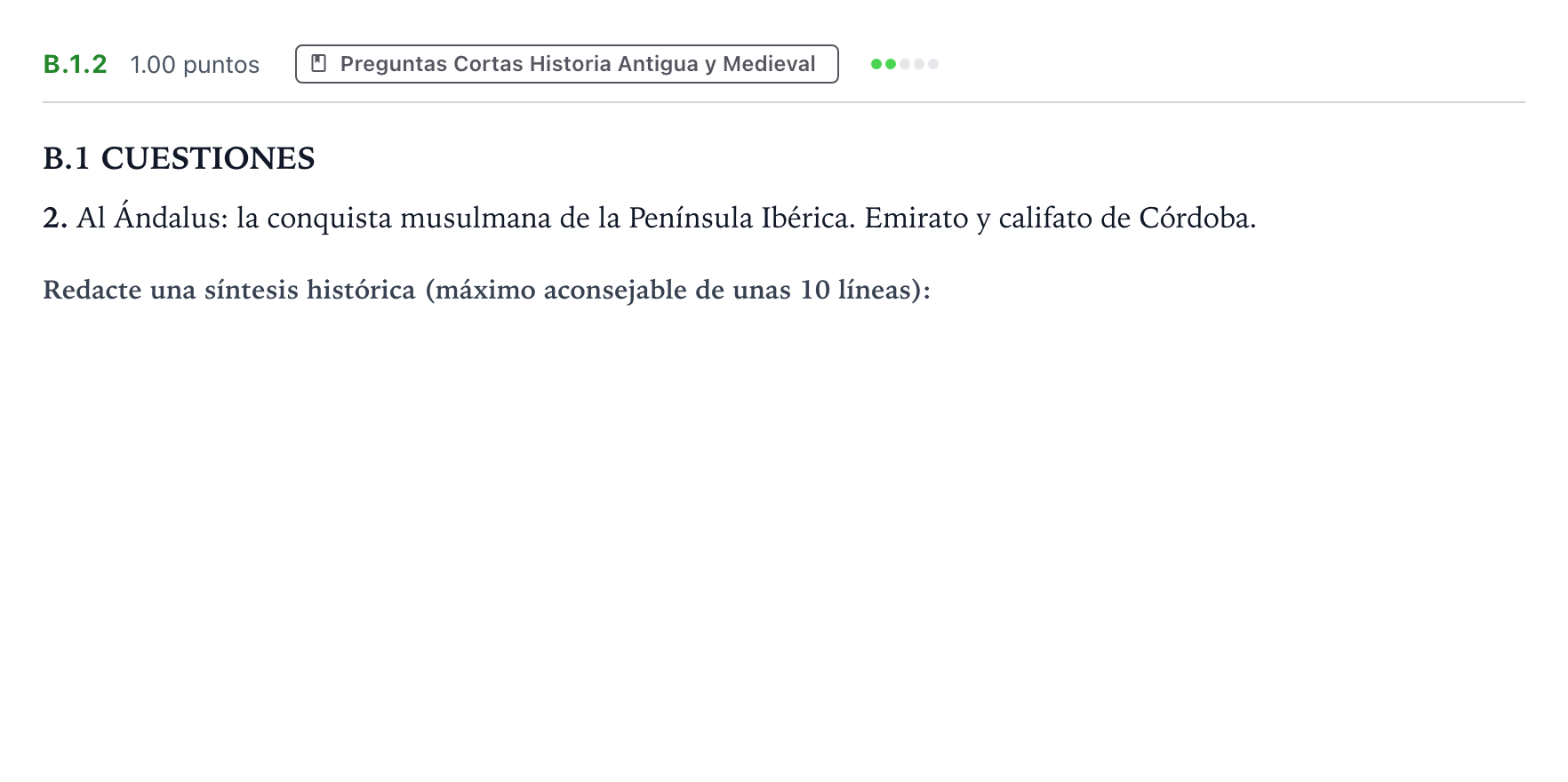 Enunciado: Ejercicio B.1.2 · Historia de España PAU Madrid Ordinaria Coincidencias 2021