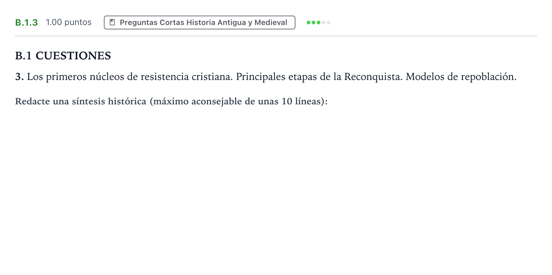 Enunciado: Ejercicio B.1.3 · Historia de España PAU Madrid Ordinaria Coincidencias 2021