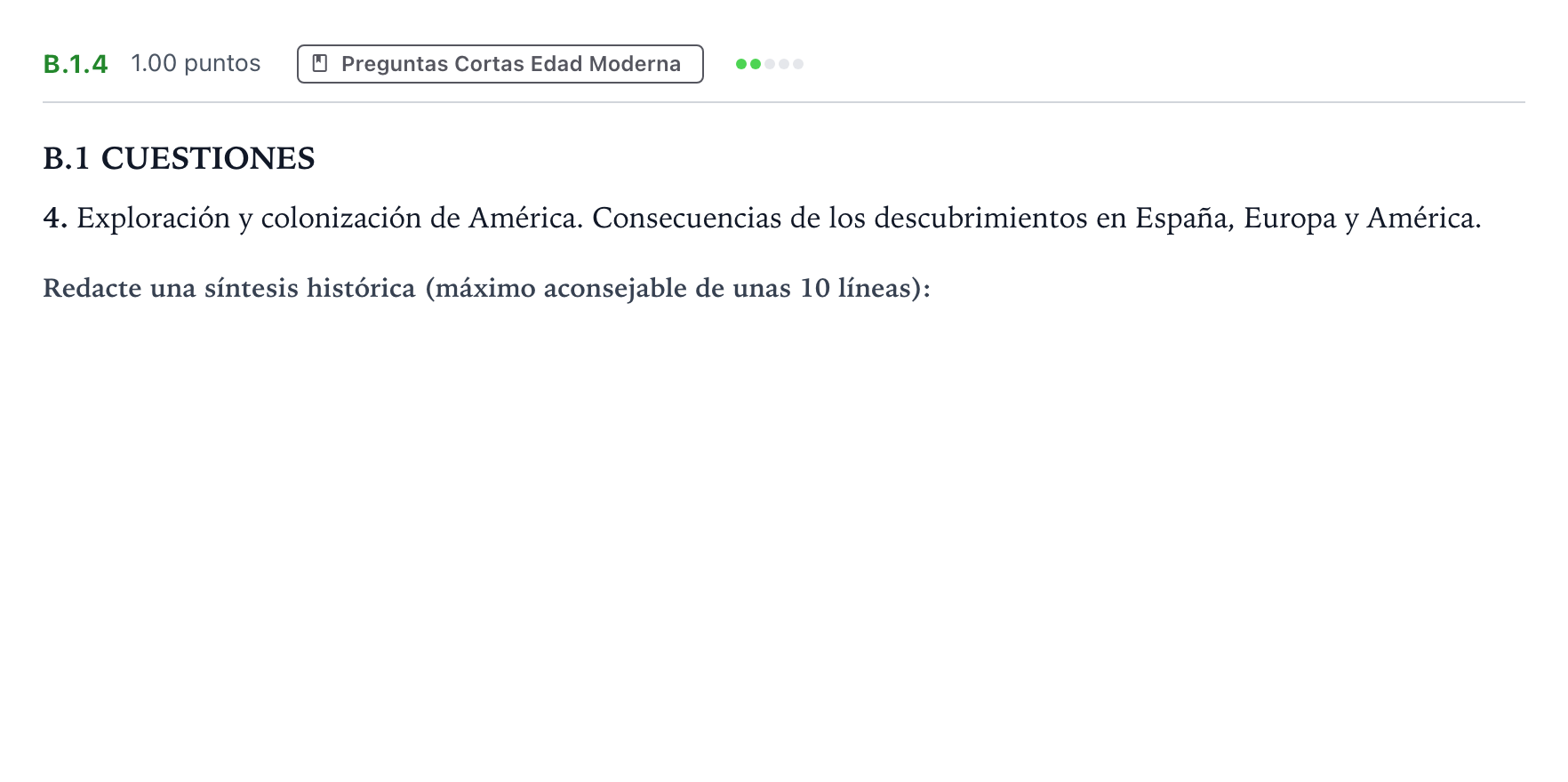Enunciado: Ejercicio B.1.4 · Historia de España PAU Madrid Ordinaria Coincidencias 2021