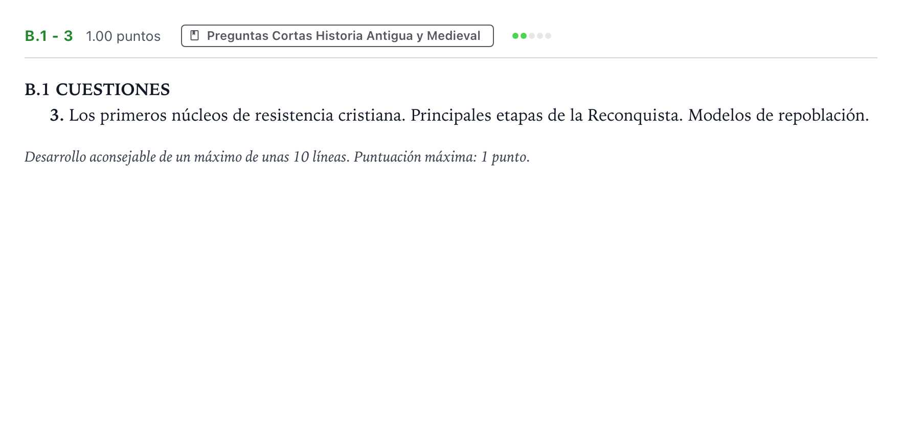 Enunciado: Ejercicio B.1 - 3 · Historia de España PAU Madrid Ordinaria Lunes 2021