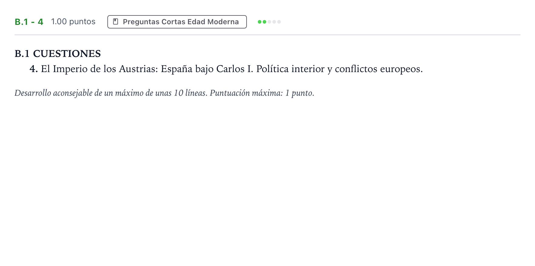Enunciado: Ejercicio B.1 - 4 · Historia de España PAU Madrid Ordinaria Lunes 2021
