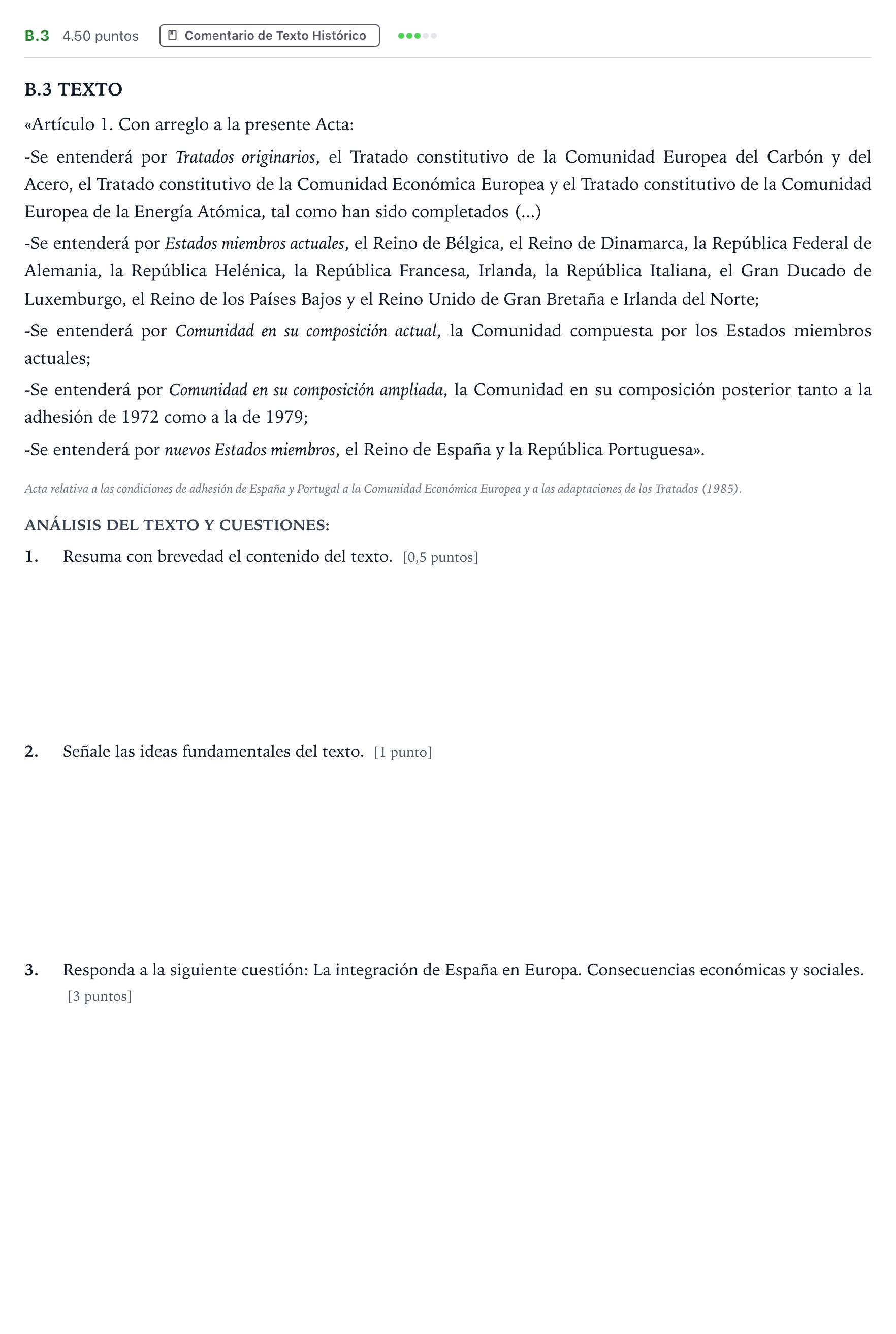 Enunciado: Ejercicio B.3 · Historia de España PAU Madrid Ordinaria Lunes 2021