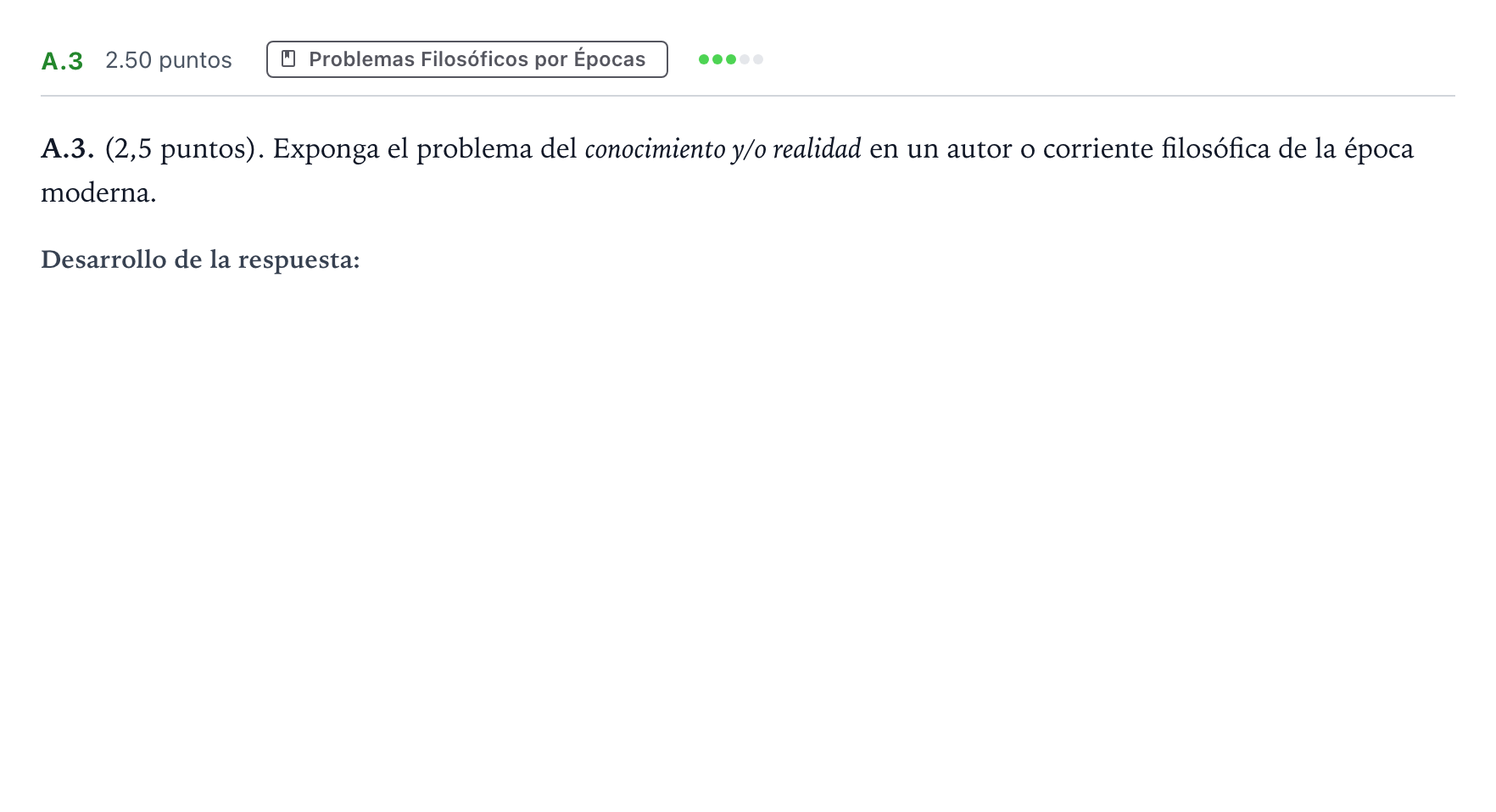 Enunciado: Ejercicio A.3 · Historia de la Filosofía PAU Madrid Extraordinaria 2021