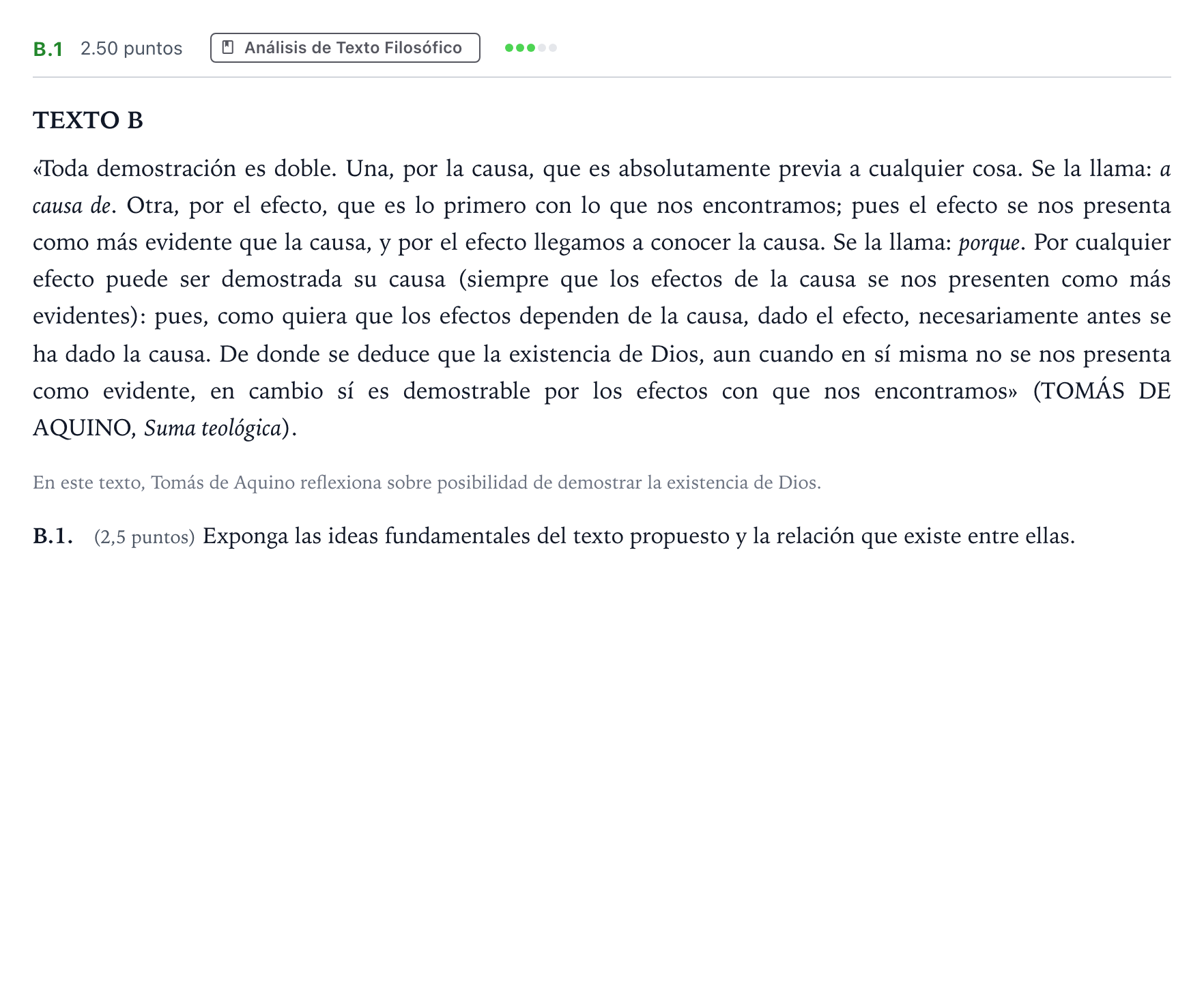 Enunciado: Ejercicio B.1 · Historia de la Filosofía PAU Madrid Extraordinaria 2021