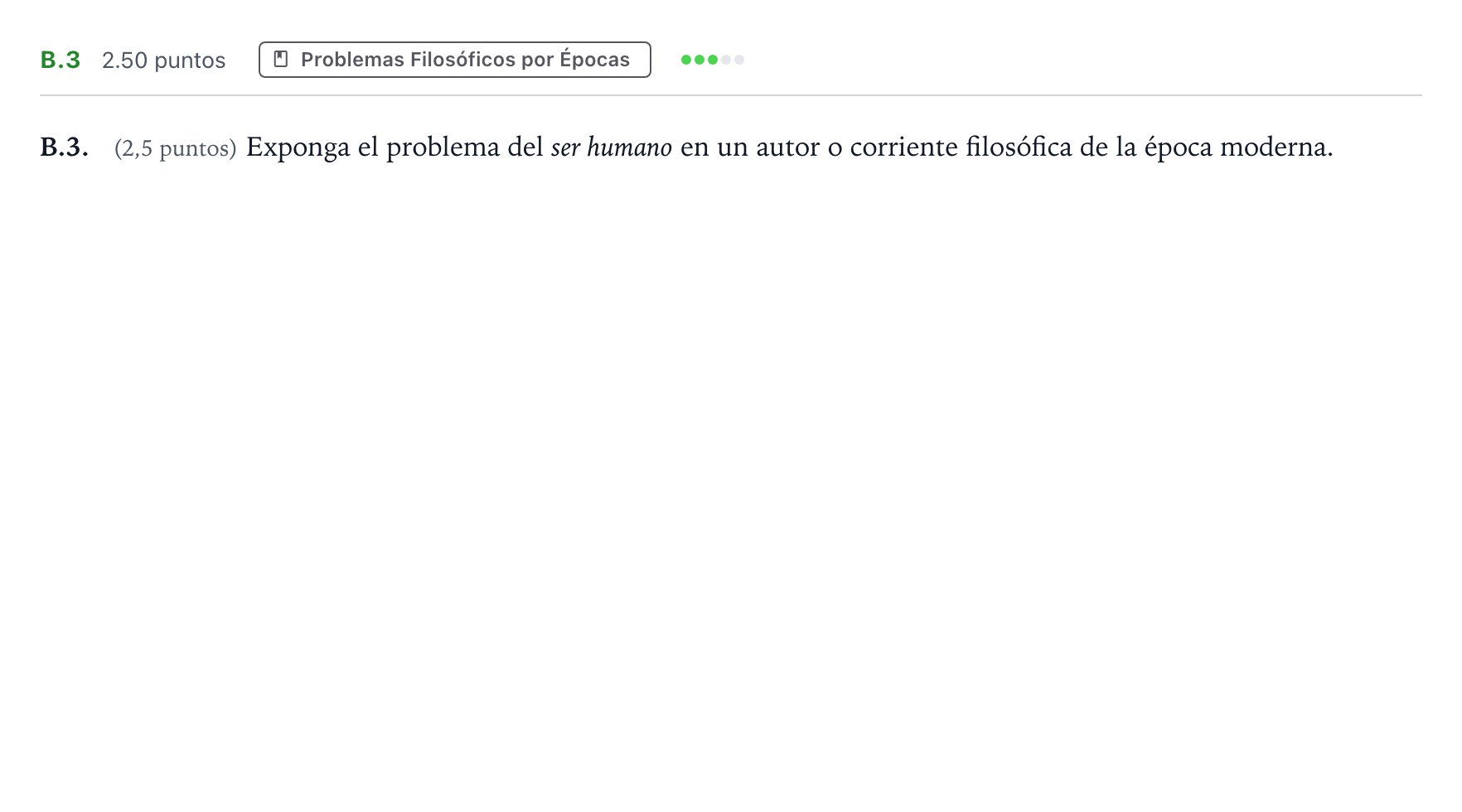 Enunciado: Ejercicio B.3 · Historia de la Filosofía PAU Madrid Extraordinaria 2021