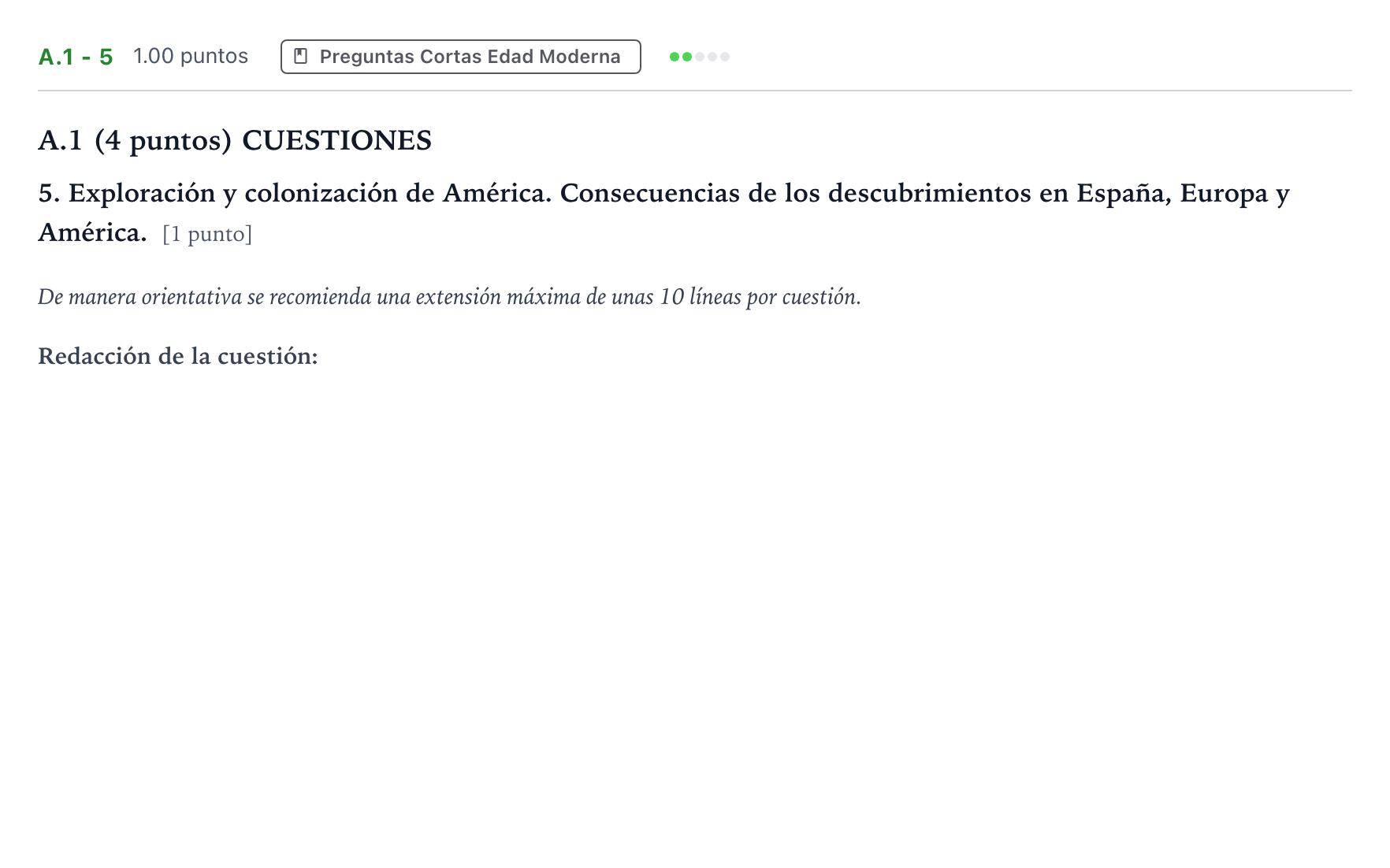 Enunciado: Ejercicio A.1 - 5 · Historia de España PAU Madrid Ordinaria Martes 2021