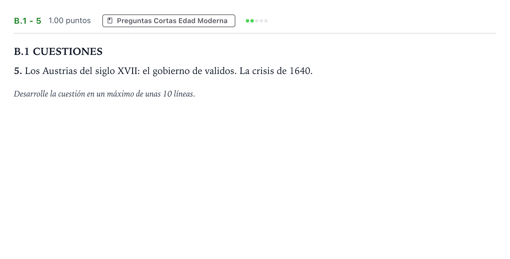 Enunciado: Ejercicio B.1 - 5 · Historia de España PAU Madrid Ordinaria Martes 2021