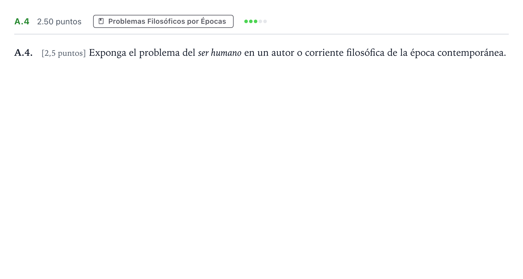 Enunciado: Ejercicio A.4 · Historia de la Filosofía PAU Madrid Modelo 2021