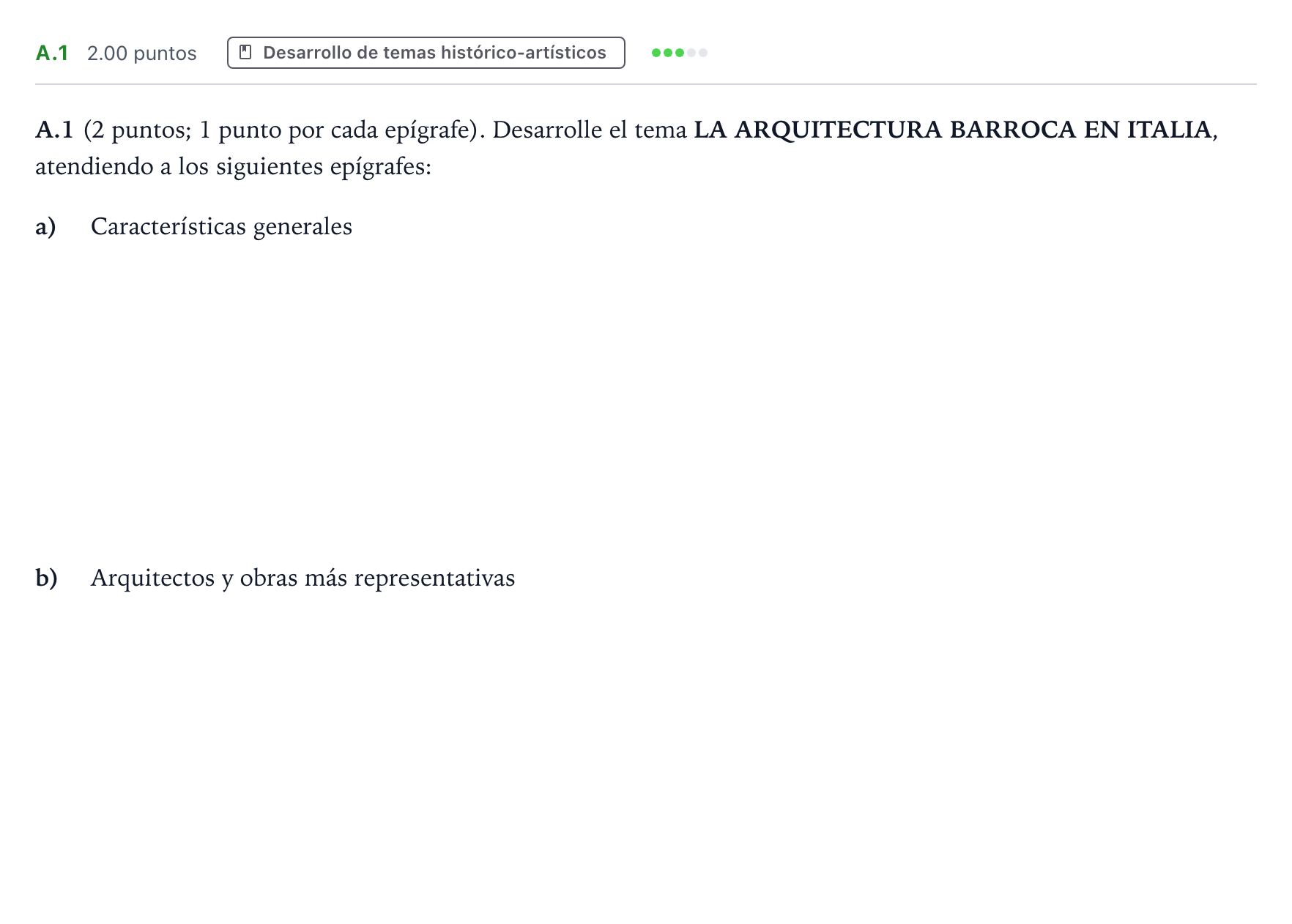 Enunciado: Ejercicio A.1 · Historia del Arte PAU Madrid Extraordinaria 2021