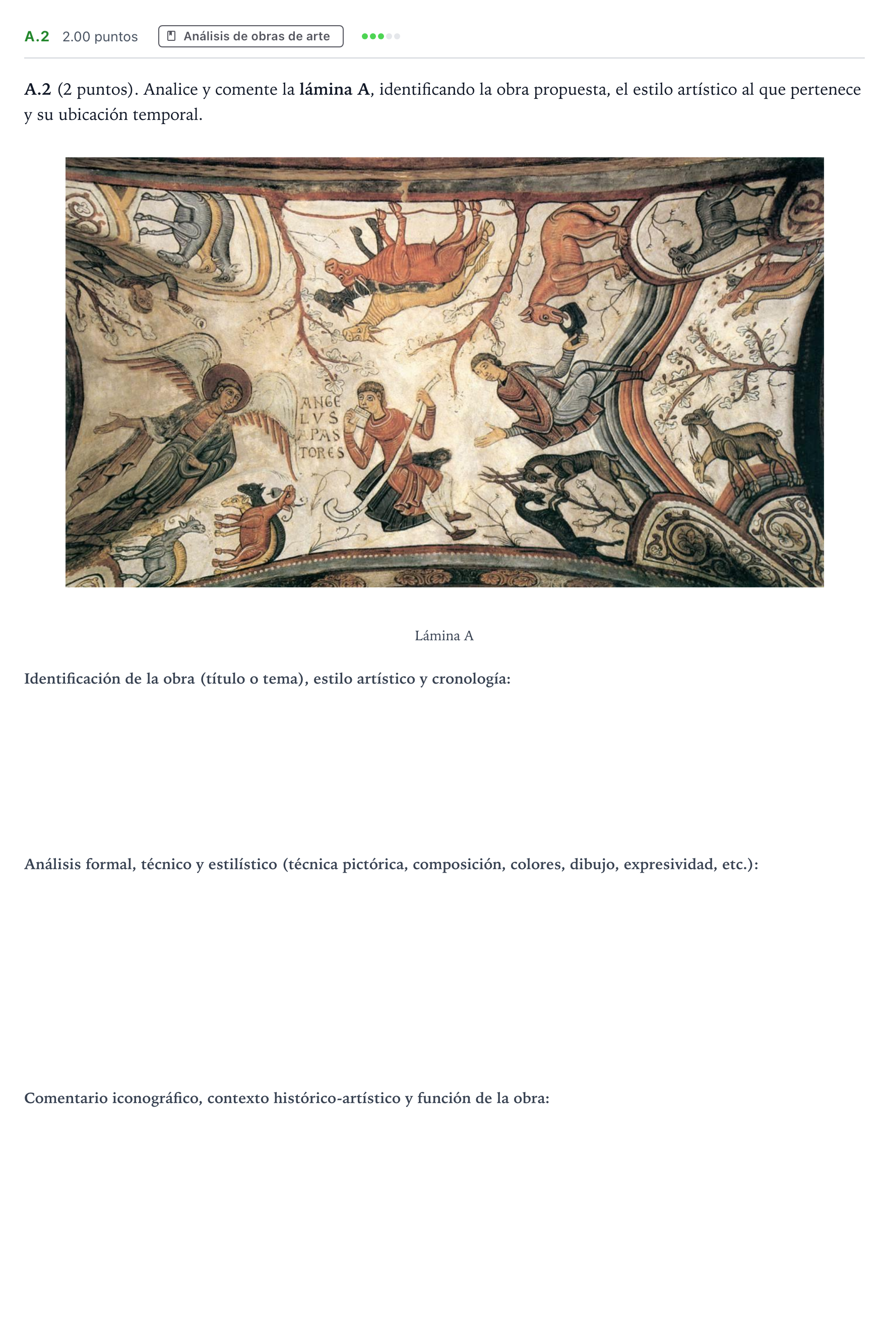 Enunciado: Ejercicio A.2 · Historia del Arte PAU Madrid Extraordinaria 2021