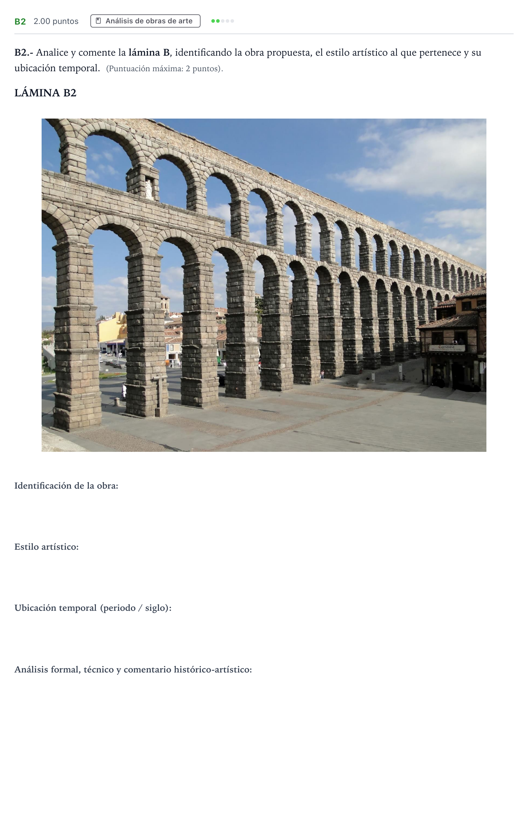 Enunciado: Ejercicio B2 · Historia del Arte PAU Madrid Modelo 2021