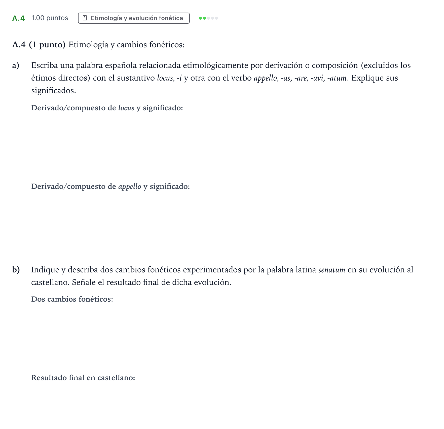 Enunciado: Ejercicio A.4 · Latín II PAU Madrid Modelo 2021