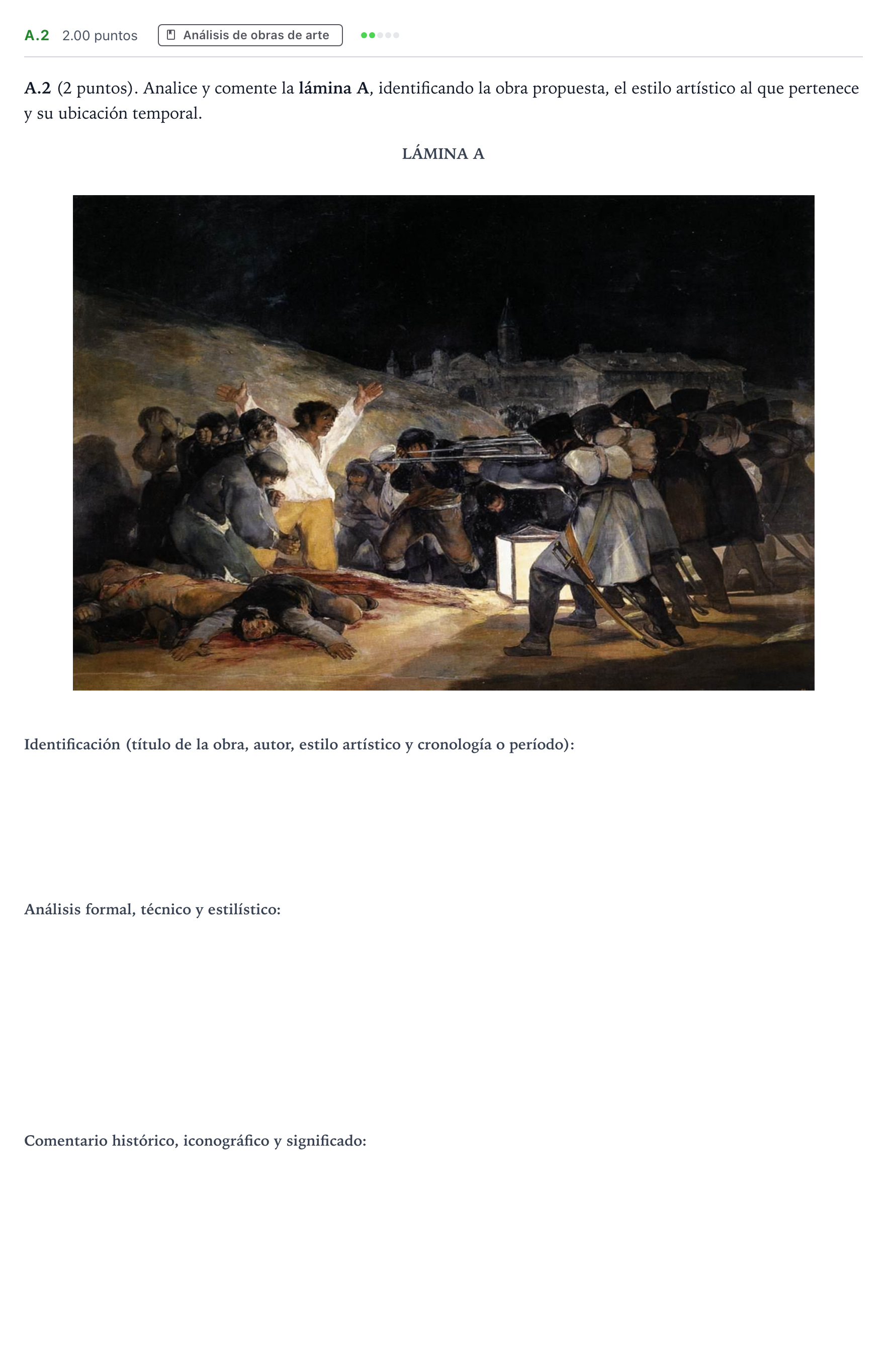 Enunciado: Ejercicio A.2 · Historia del Arte PAU Madrid Ordinaria 2021