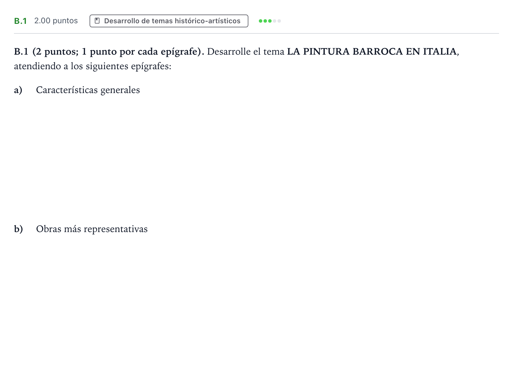 Enunciado: Ejercicio B.1 · Historia del Arte PAU Madrid Ordinaria 2021
