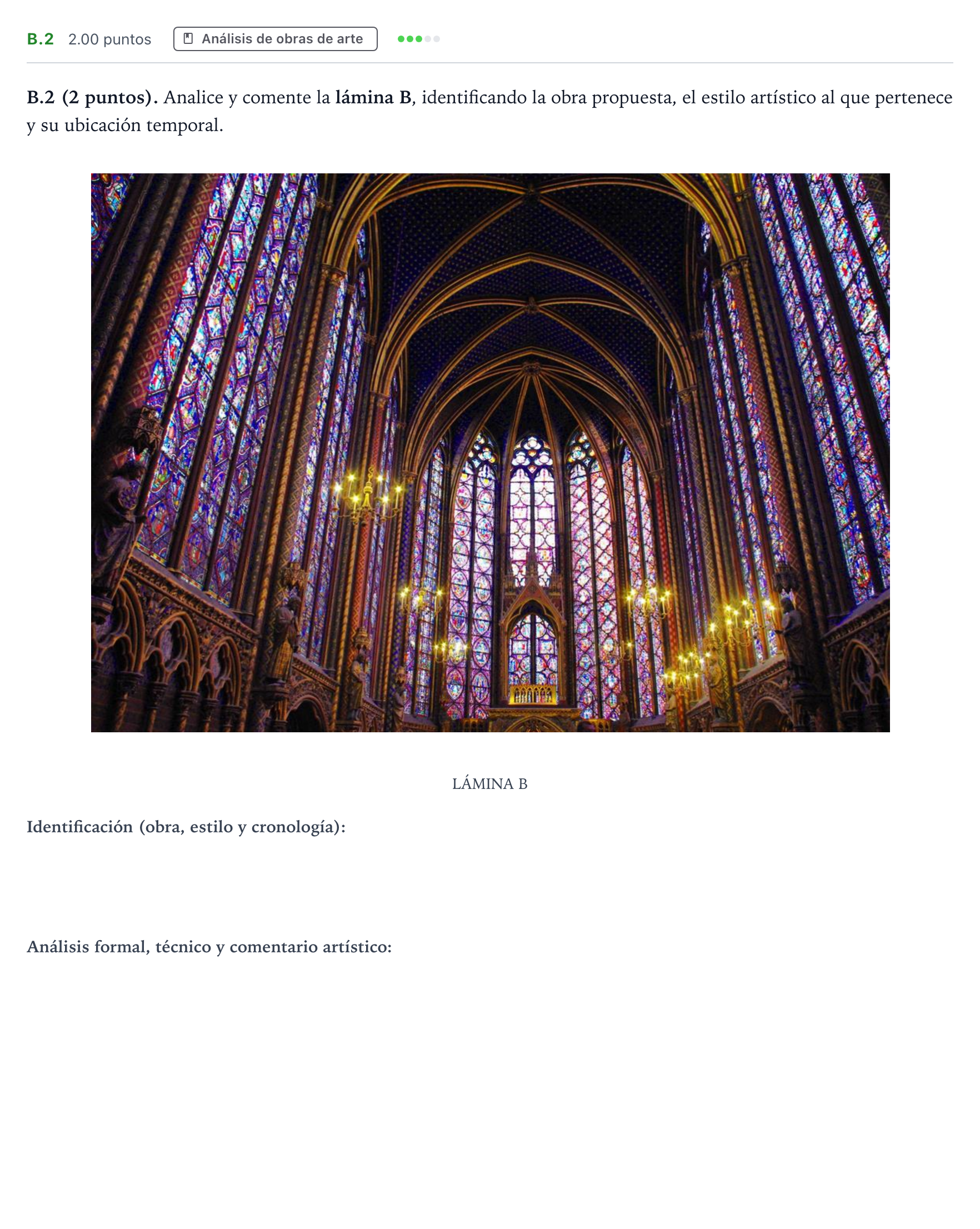 Enunciado: Ejercicio B.2 · Historia del Arte PAU Madrid Ordinaria 2021