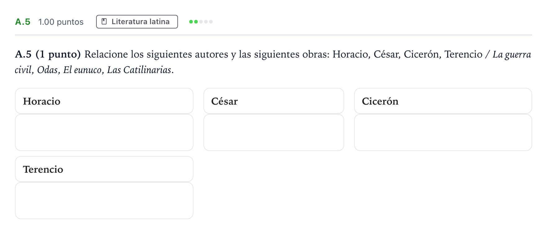 Enunciado: Ejercicio A.5 · Latín II PAU Madrid Ordinaria 2021