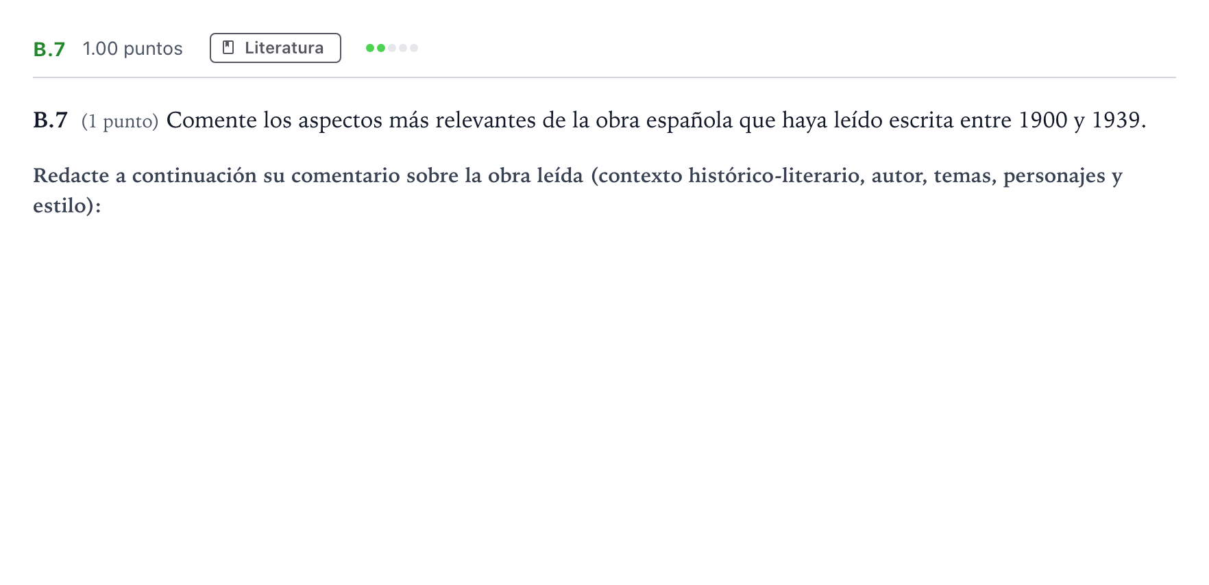 Enunciado: Ejercicio B.7 · Lengua Castellana y Literatura II PAU Madrid Extraordinaria 2021