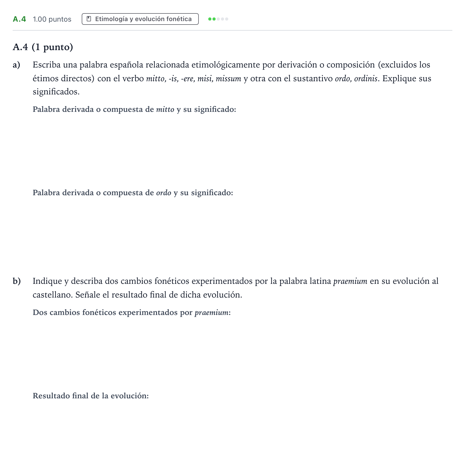 Enunciado: Ejercicio A.4 · Latín II PAU Madrid Ordinaria Coincidencias 2021