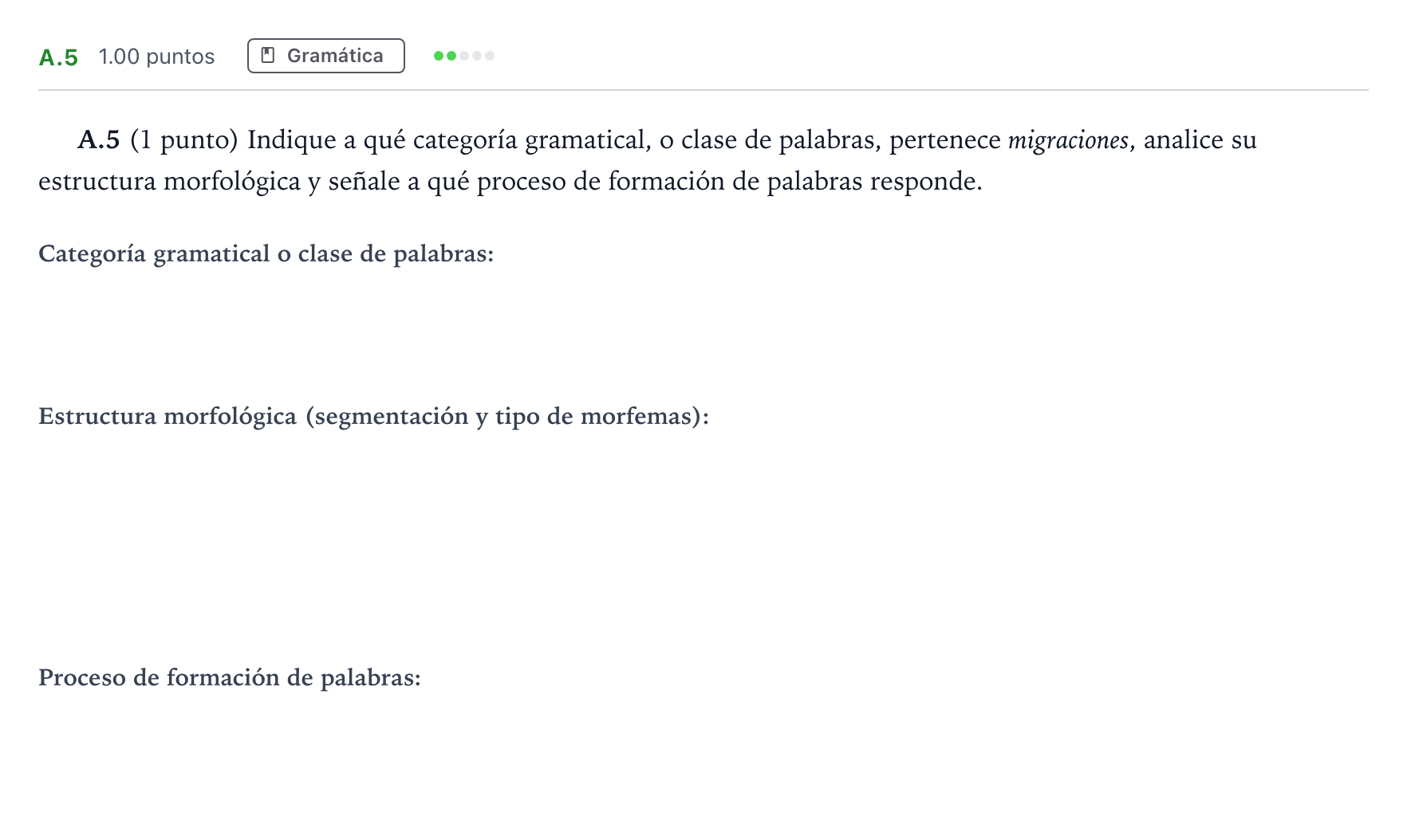 Enunciado: Ejercicio A.5 · Lengua Castellana y Literatura II PAU Madrid Modelo 2021