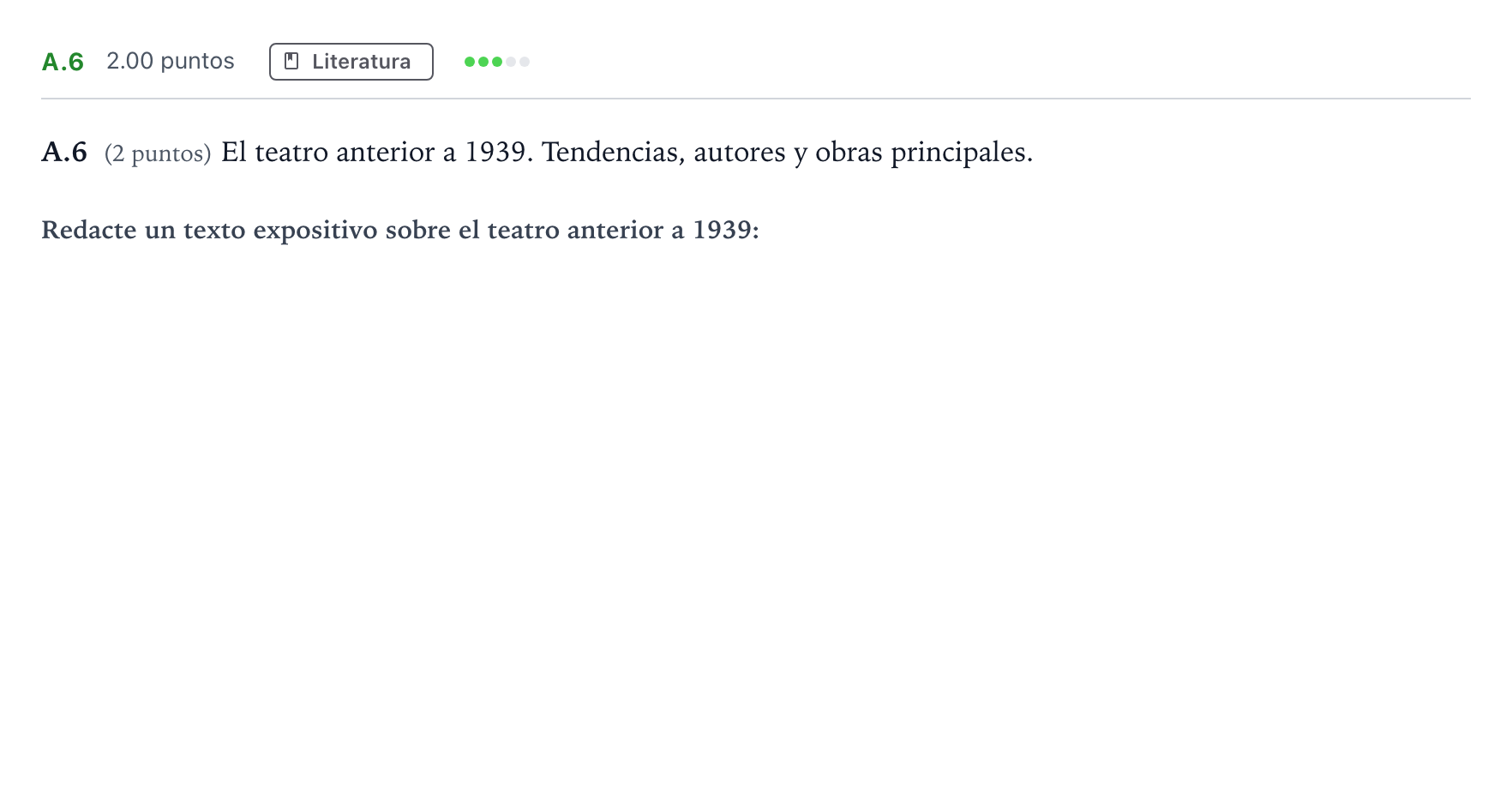 Enunciado: Ejercicio A.6 · Lengua Castellana y Literatura II PAU Madrid Modelo 2021