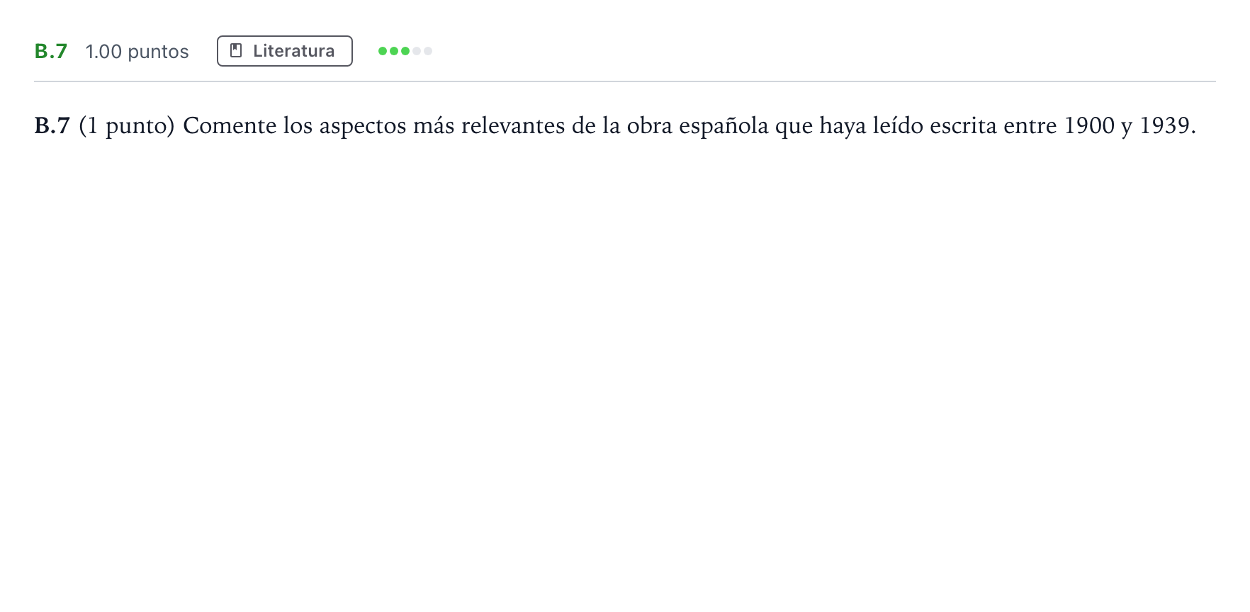 Enunciado: Ejercicio B.7 · Lengua Castellana y Literatura II PAU Madrid Modelo 2021