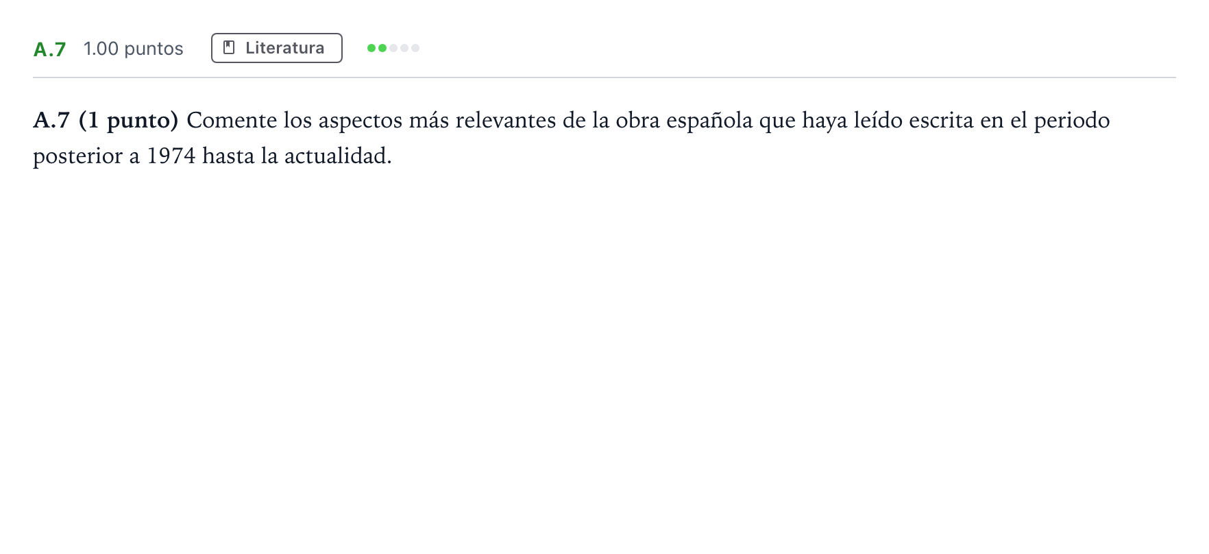 Enunciado: Ejercicio A.7 · Lengua Castellana y Literatura II PAU Madrid Ordinaria Coincidencias 2021