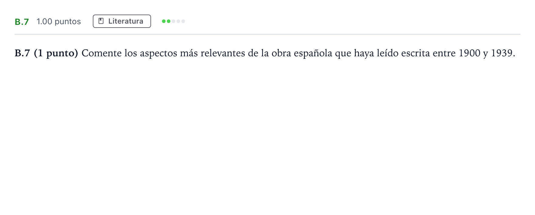 Enunciado: Ejercicio B.7 · Lengua Castellana y Literatura II PAU Madrid Ordinaria Coincidencias 2021