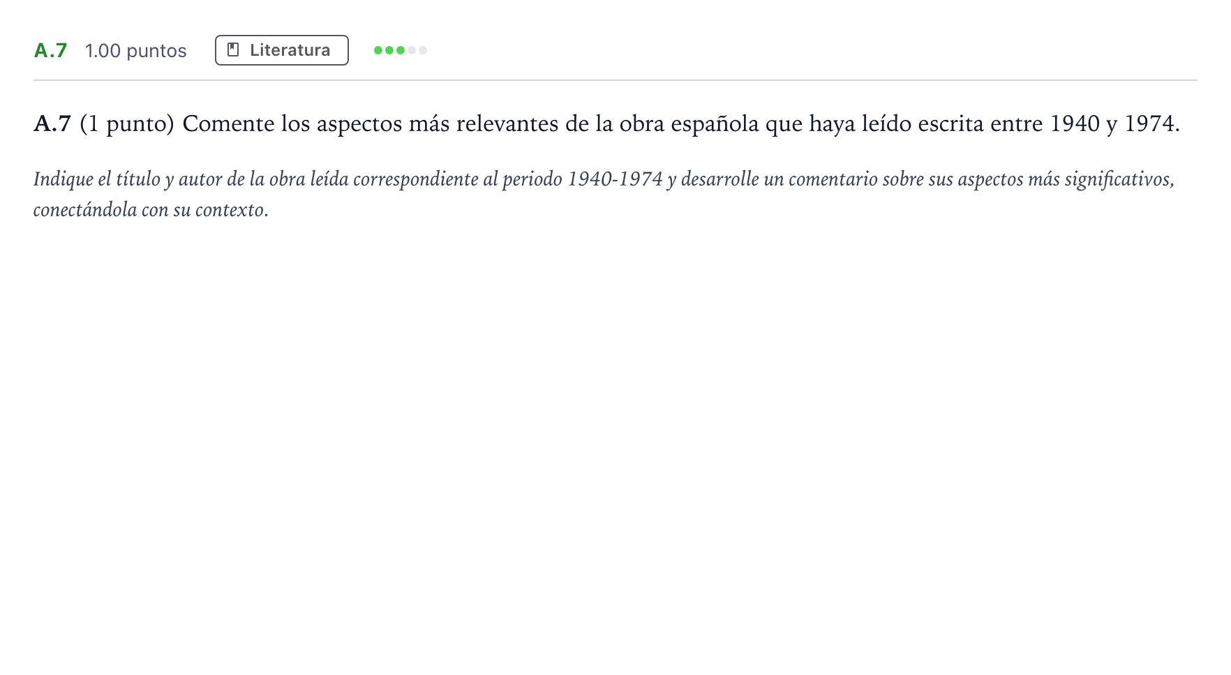 Enunciado: Ejercicio A.7 · Lengua Castellana y Literatura II PAU Madrid Ordinaria Lunes 2021