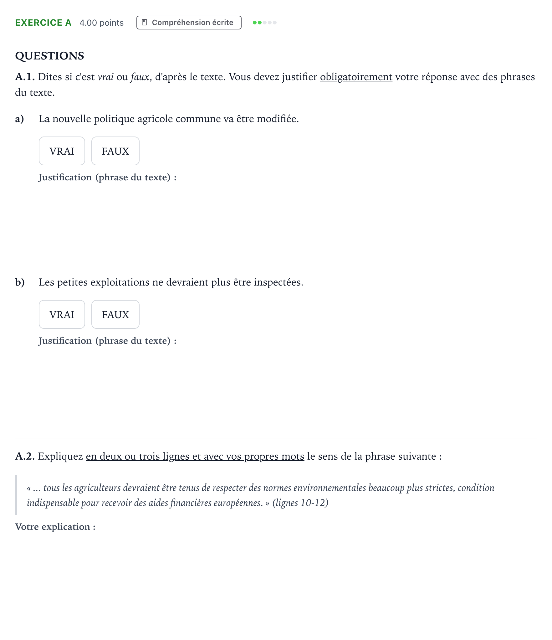 Enunciado: Ejercicio A · Francés PAU Madrid Extraordinaria (2ª lengua) 2021