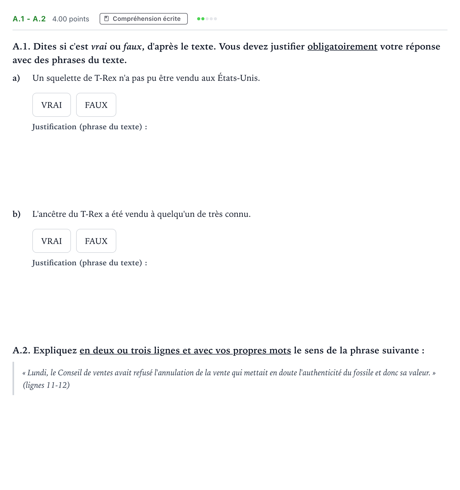 Enunciado: Ejercicio A.1 - A.2 · Francés PAU Madrid Ordinaria (2ª lengua) 2021