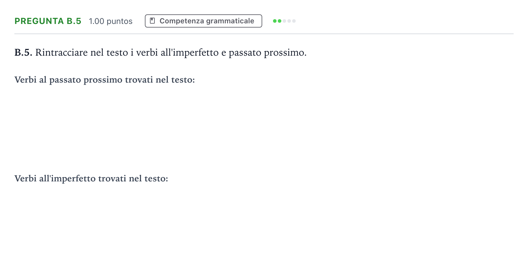 Enunciado: Pregunta B.5 · Italiano PAU Madrid Extraordinaria (2ª lengua) 2021