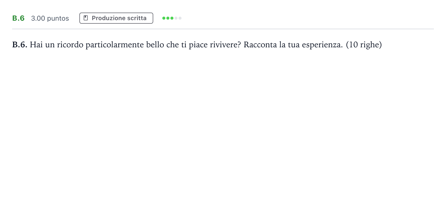 Enunciado: Ejercicio B.6 · Italiano PAU Madrid Modelo 2021
