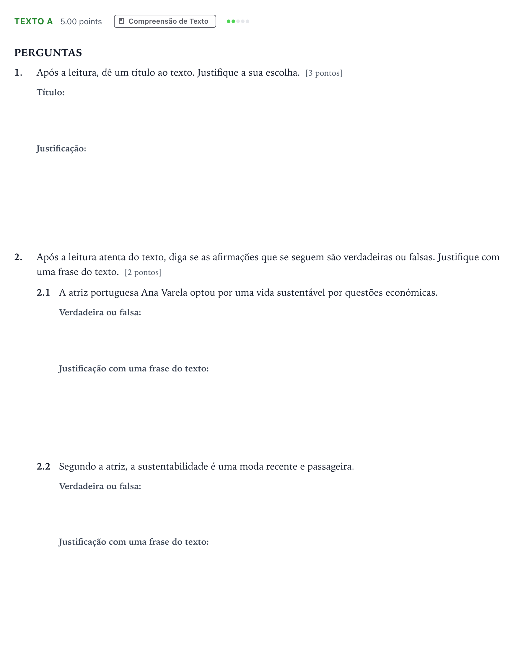 Enunciado: Ejercicio Texto A · Portugués PAU Madrid Extraordinaria (2ª lengua) 2021