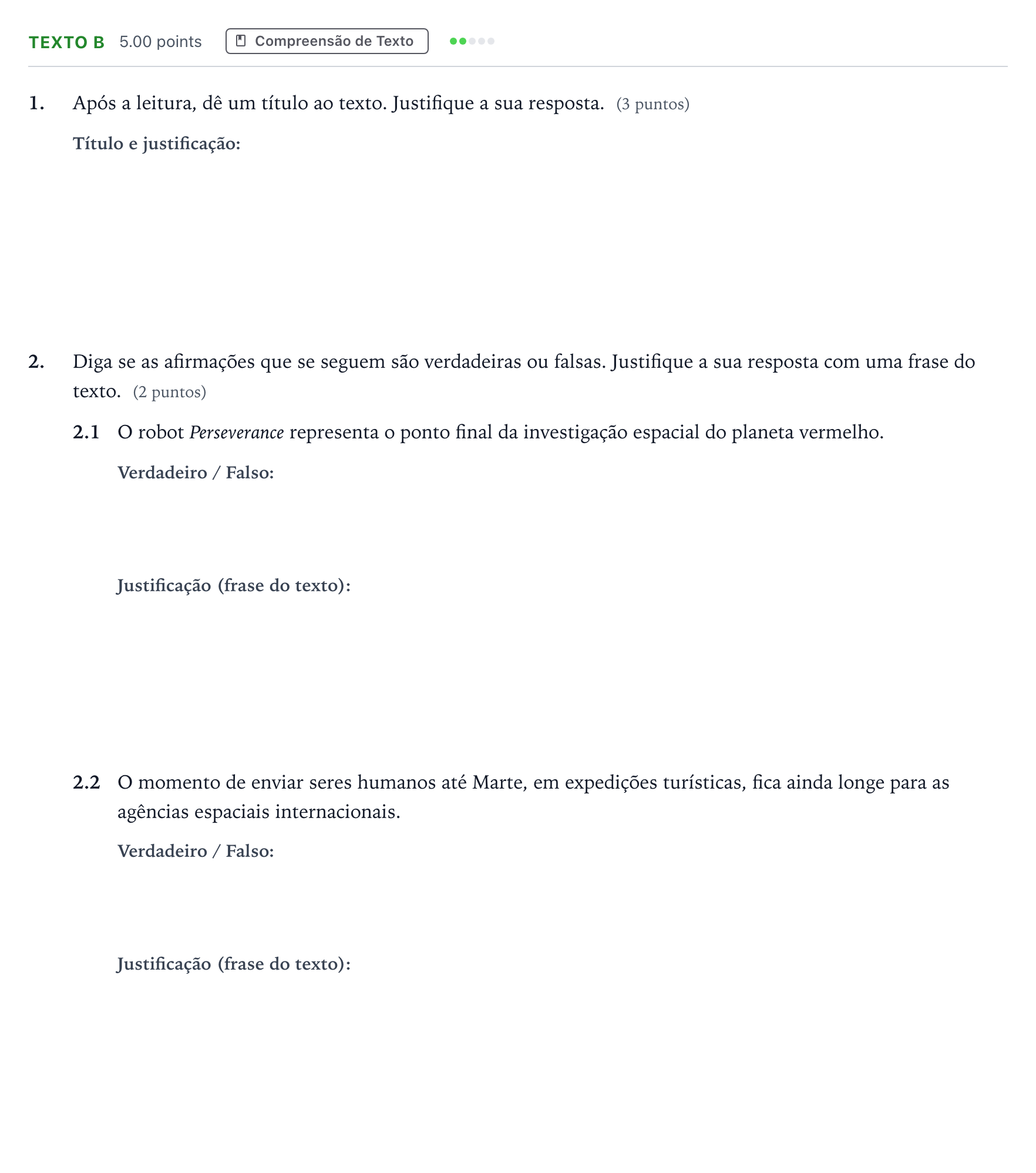 Enunciado: Ejercicio Texto B · Portugués PAU Madrid Extraordinaria (2ª lengua) 2021