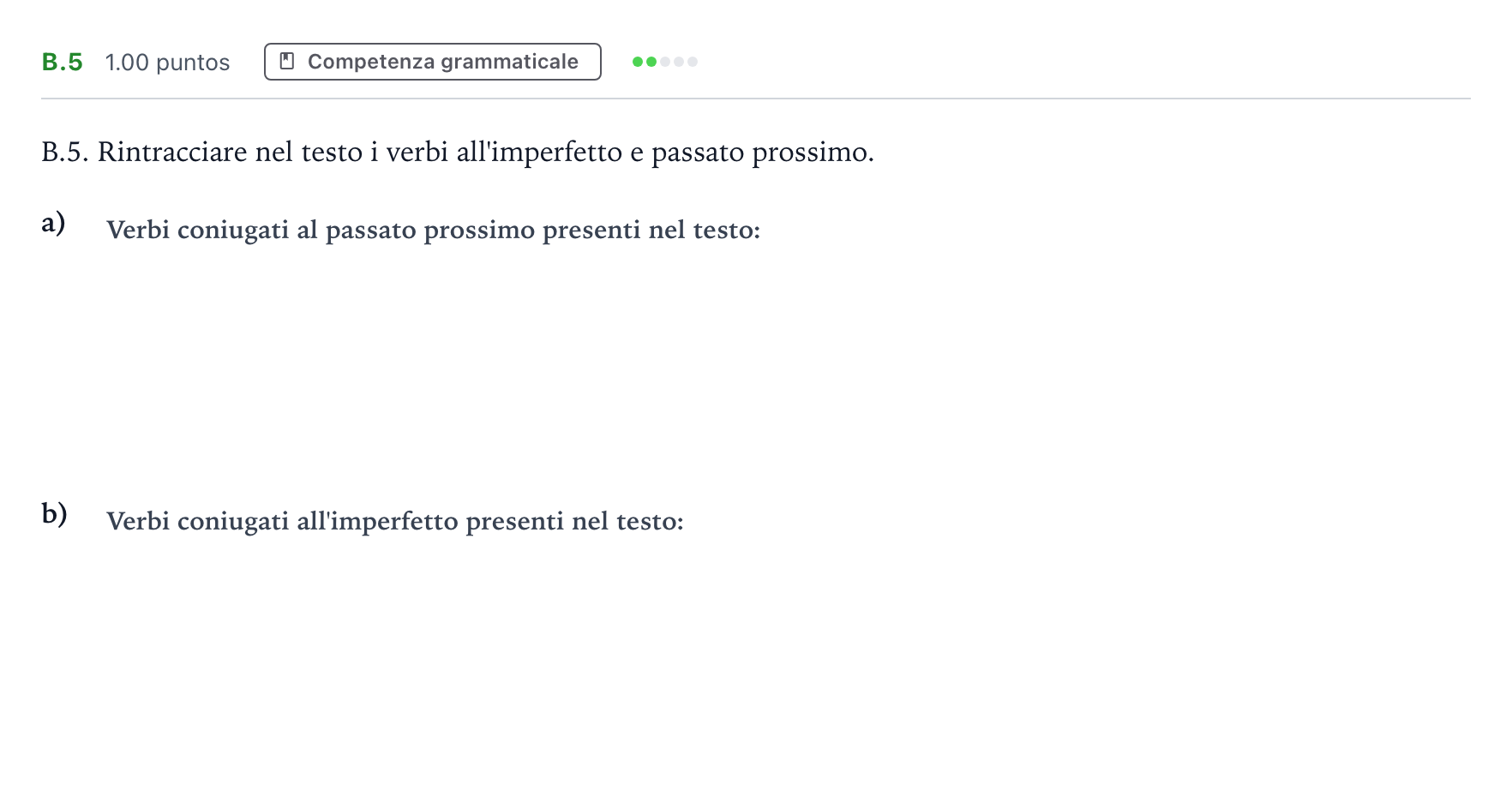 Enunciado: Ejercicio B.5 · Italiano PAU Madrid Ordinaria (2ª lengua) 2021