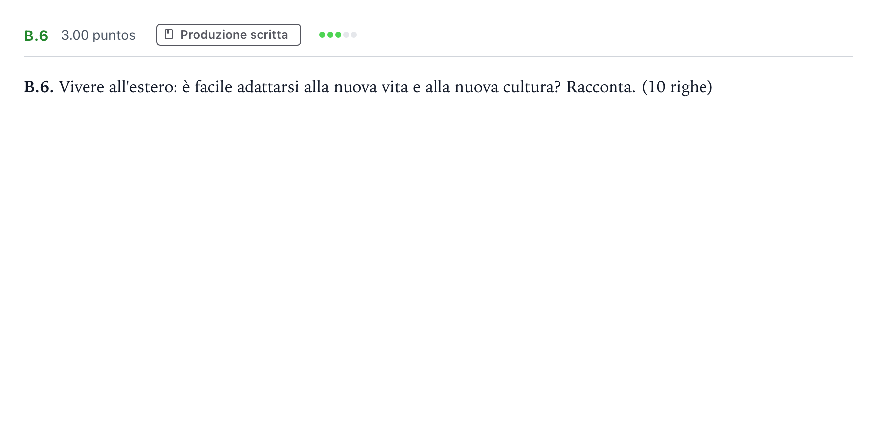 Enunciado: Ejercicio B.6 · Italiano PAU Madrid Ordinaria (2ª lengua) 2021